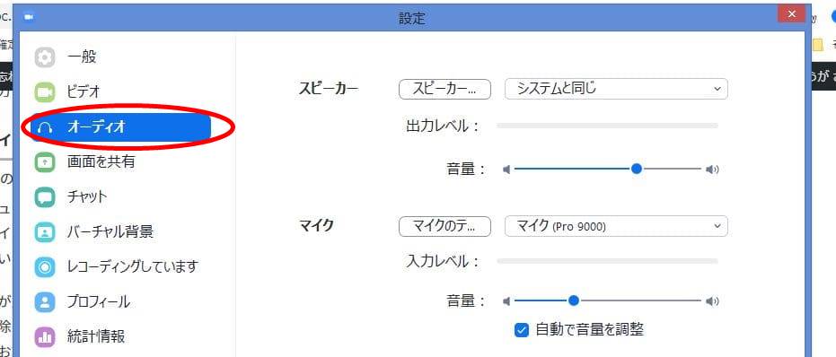 オーディオ設定