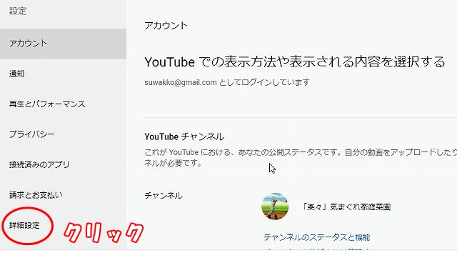 youtube詳細設定